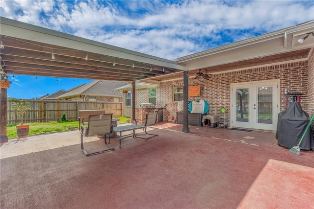 view of patio / terrace featuring french doors