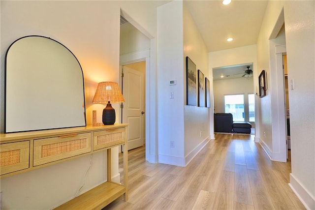 172 Pleasant Path, Somerville, TX 77879 - hall featuring light wood finished floors, baseboards, and recessed lighting