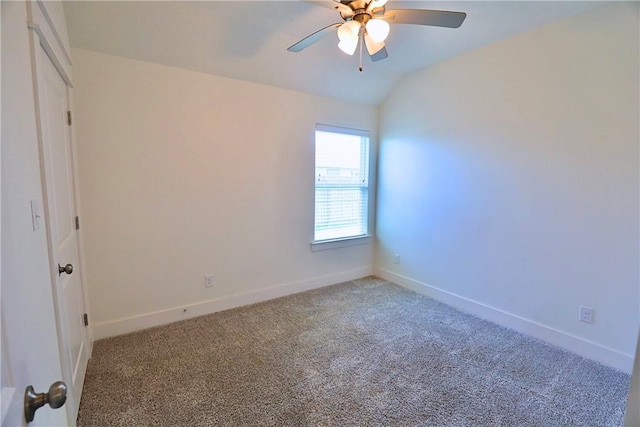 172 Pleasant Path, Somerville, TX 77879 - spare room with ceiling fan, light colored carpet, baseboards, and lofted ceiling