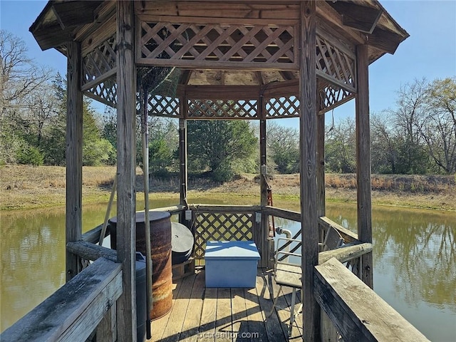 view of dock featuring a water view