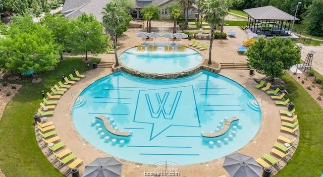 view of pool featuring a gazebo