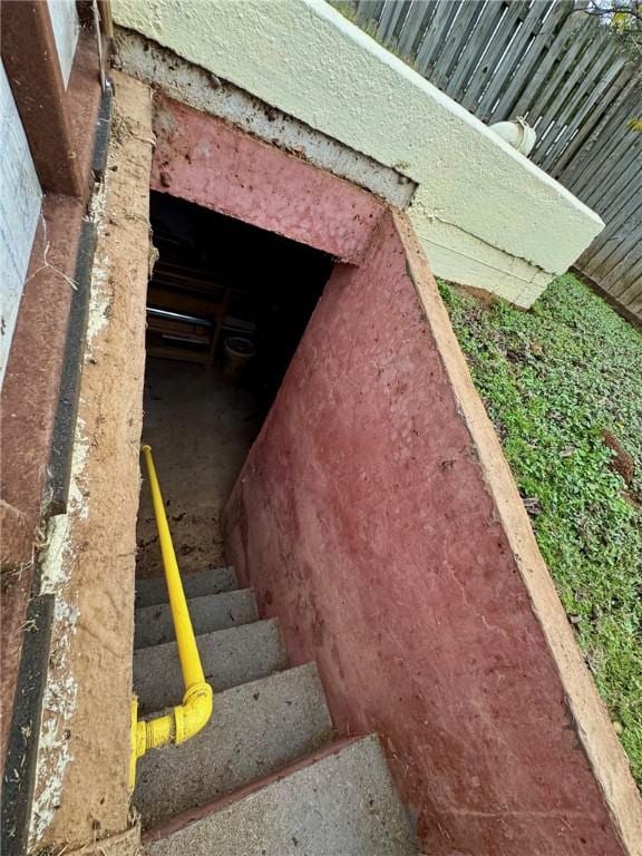 view of entry to storm shelter