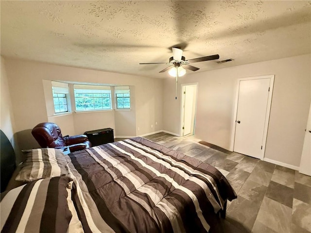 65 Navarro Dr, Hilltop Lakes, TX 77871 - bedroom with a textured ceiling, ceiling fan, and baseboards