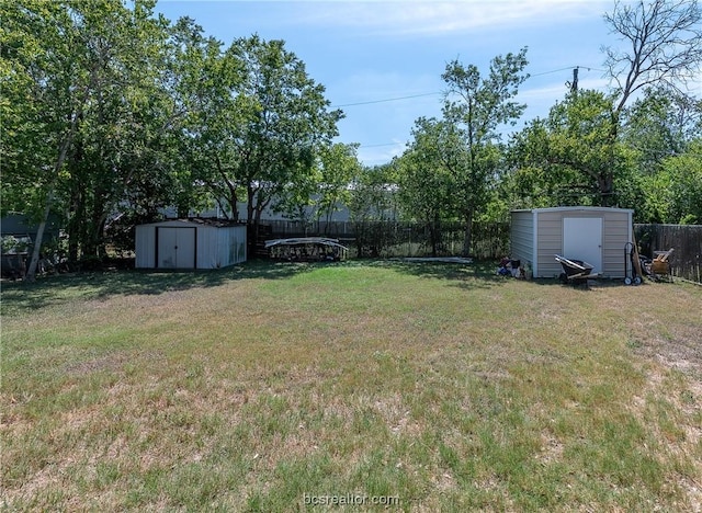 view of yard with a storage shed