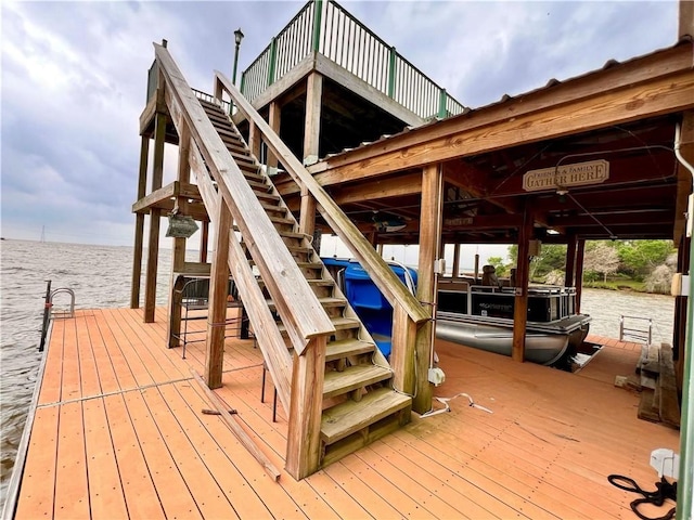 dock area featuring a water view