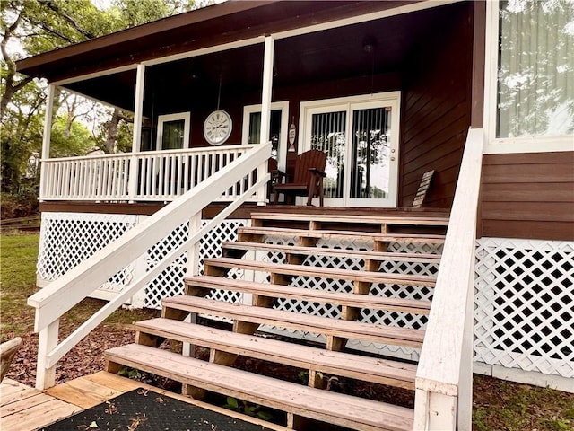 wooden deck with a porch