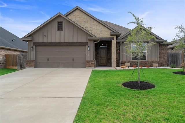 3008 Alpha Ct, Bryan, TX 77808 - craftsman-style house featuring board and batten siding, concrete driveway, an attached garage, and brick siding