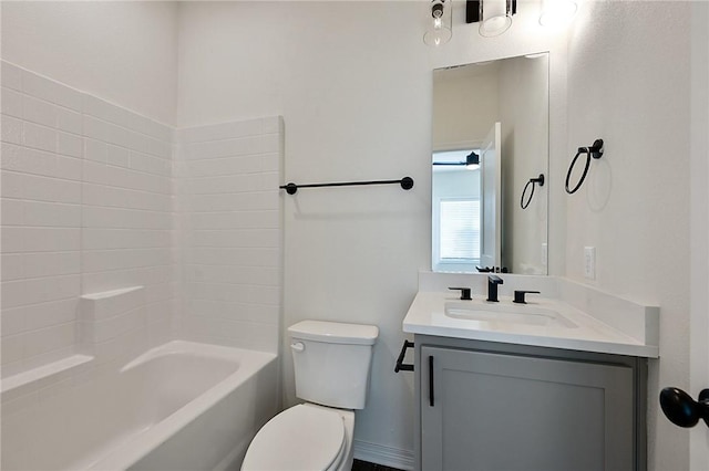 full bathroom featuring toilet, vanity, and shower / bath combination
