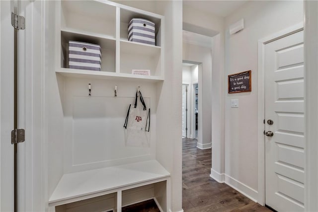 mudroom featuring dark hardwood / wood-style flooring