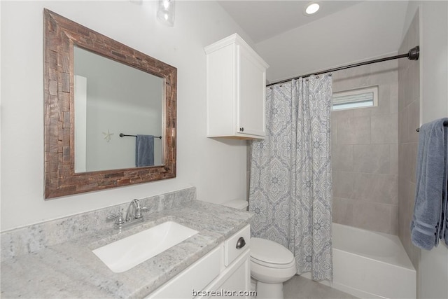 3417 Omaha Ct, Bryan, TX 77808 - full bathroom featuring vanity, toilet, and shower / bath combo with shower curtain