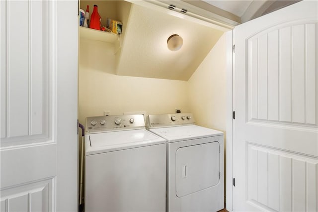 washroom with independent washer and dryer