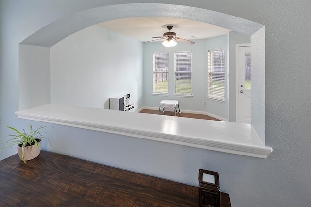 bathroom with ceiling fan