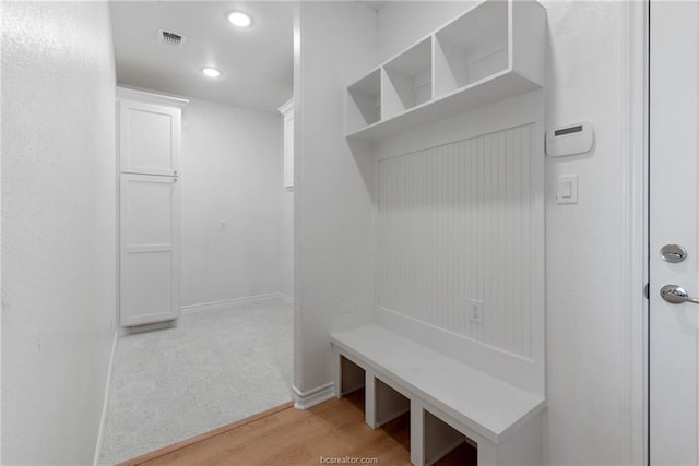 mudroom with light wood-type flooring