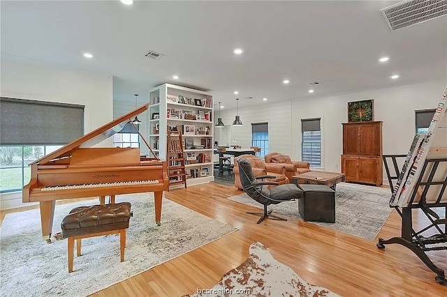 living area with light wood-type flooring