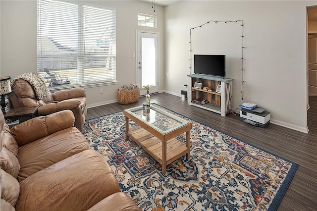 living room featuring dark hardwood / wood-style flooring