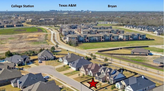 aerial view with a residential view