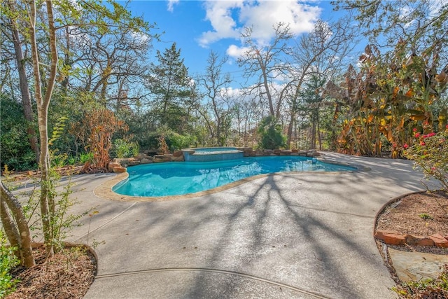 view of pool with a patio area and an in ground hot tub