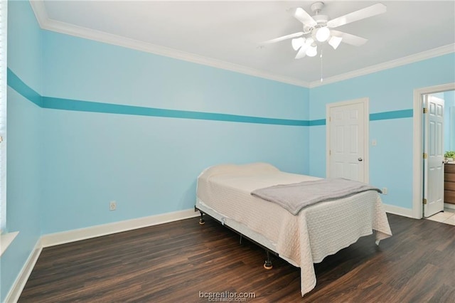 801 Luther St W Unit 407, College Station, TX 77840 - bedroom with wood finished floors, crown molding, and ceiling fan