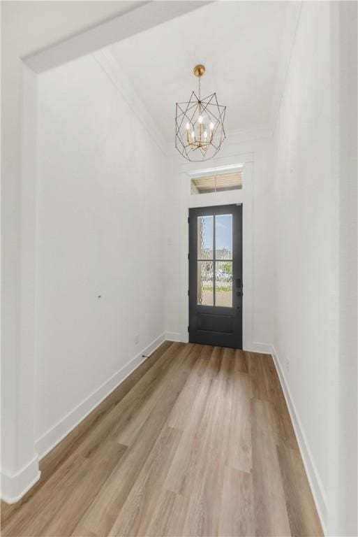 1701 Kerr Valley Ln, College Station, TX 77845 - foyer with a chandelier, wood finished floors, and ornamental molding