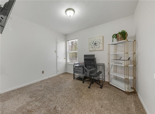 office space with carpet and baseboards