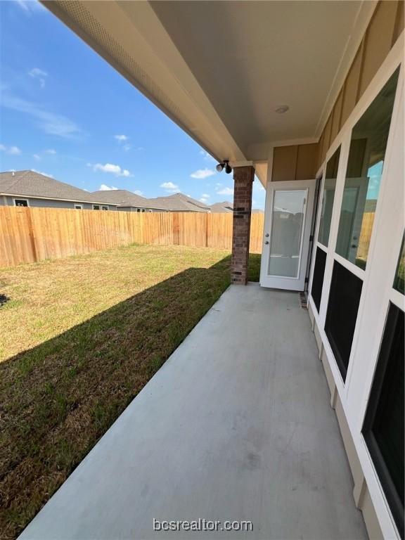 view of patio featuring a mountain view