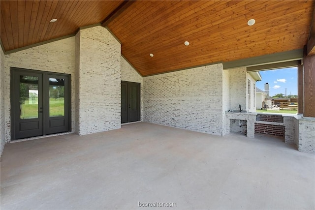 view of patio featuring french doors