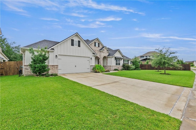 1909 Bareboot Trl, College Station, TX 77845 - view of front of home featuring board and batten siding, driveway, brick siding, a garage, and roof with shingles