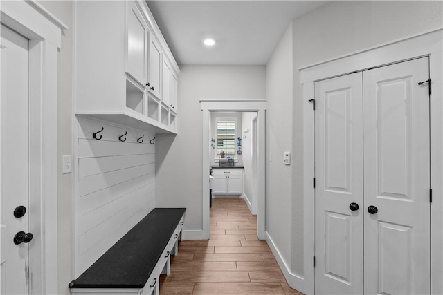 1909 Bareboot Trl, College Station, TX 77845 - mudroom featuring wood finished floors and recessed lighting
