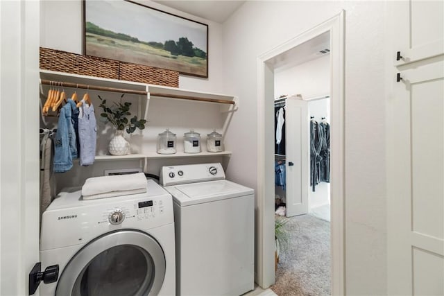 4209 Harding Ct, Bryan, TX 77802 - laundry room featuring separate washer and dryer and carpet flooring