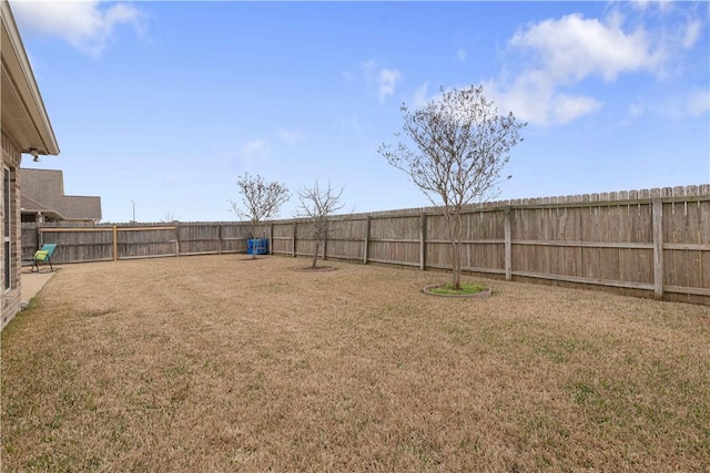 view of yard featuring a fenced backyard