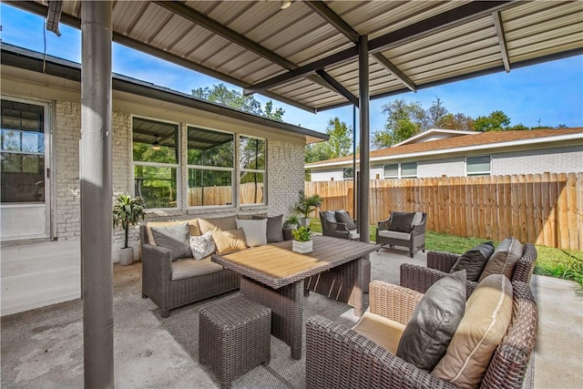 view of patio / terrace featuring an outdoor living space