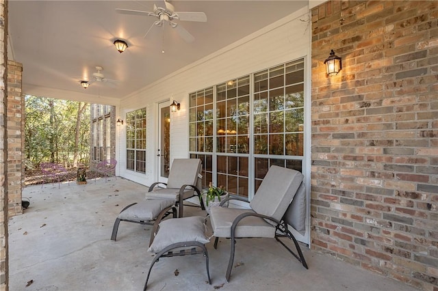 view of patio / terrace with ceiling fan