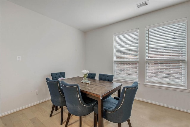 dining area with light hardwood / wood-style flooring