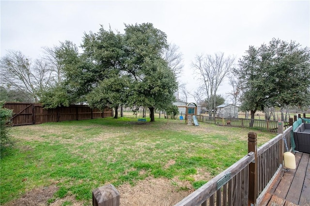 view of yard featuring a playground