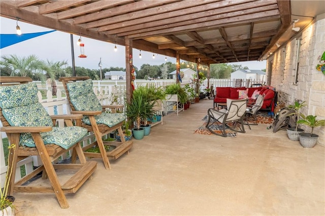 view of patio / terrace featuring a pergola