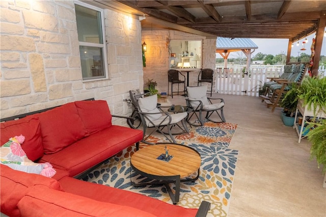 view of patio featuring an outdoor living space