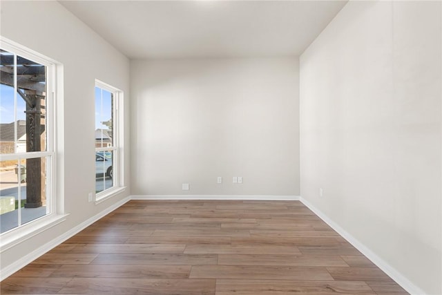 spare room with light hardwood / wood-style flooring and plenty of natural light