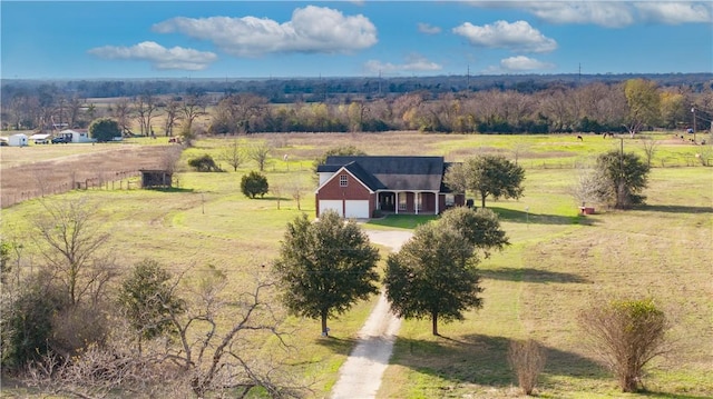 aerial view with a rural view