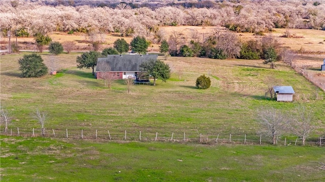 aerial view featuring a rural view