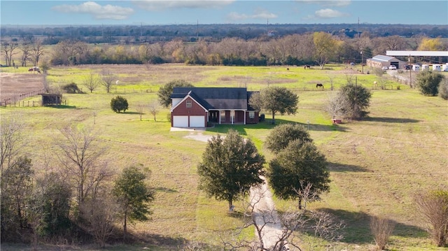 aerial view featuring a rural view