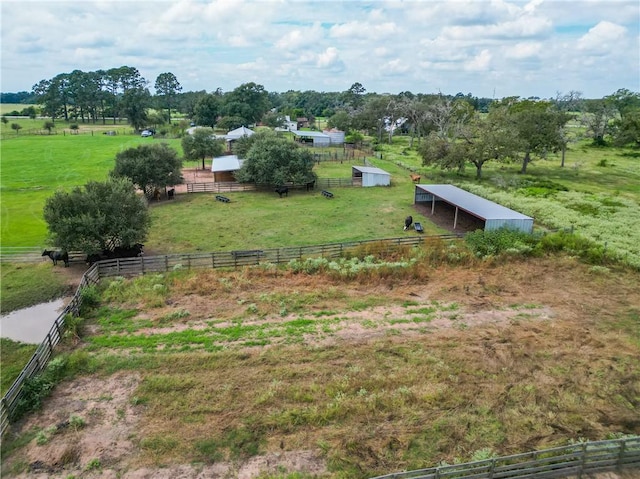 aerial view featuring a rural view