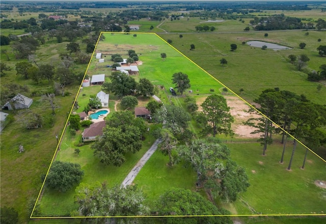 aerial view featuring a rural view