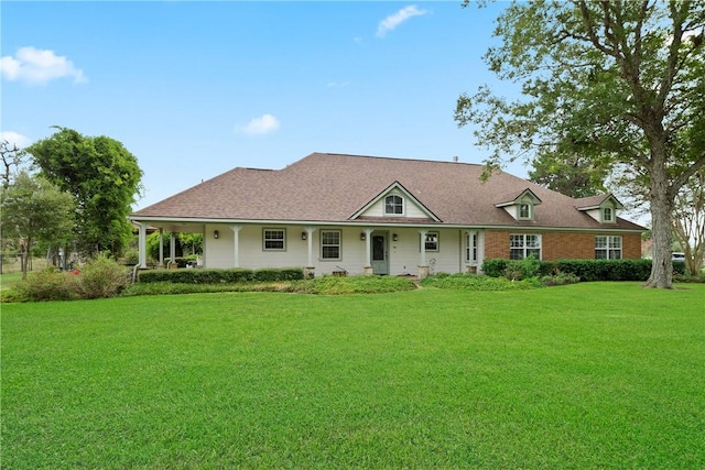 view of front of house featuring a front lawn and a porch