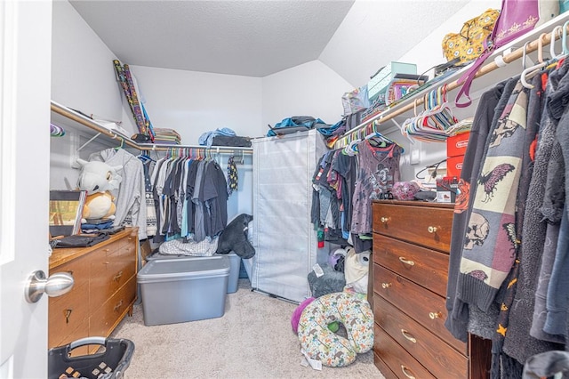 975 Harper Ln, Bryan, TX 77803 - spacious closet with vaulted ceiling and carpet floors