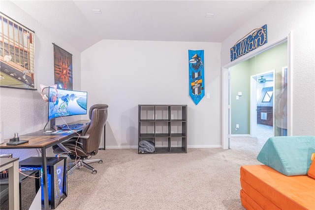975 Harper Ln, Bryan, TX 77803 - office with vaulted ceiling, carpet, and baseboards