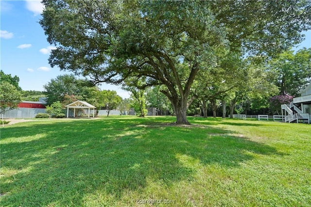 view of yard with a gazebo