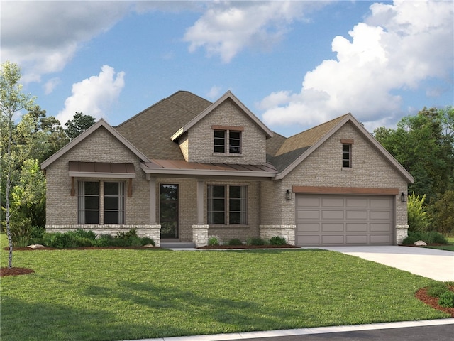 craftsman-style home featuring a garage and a front yard