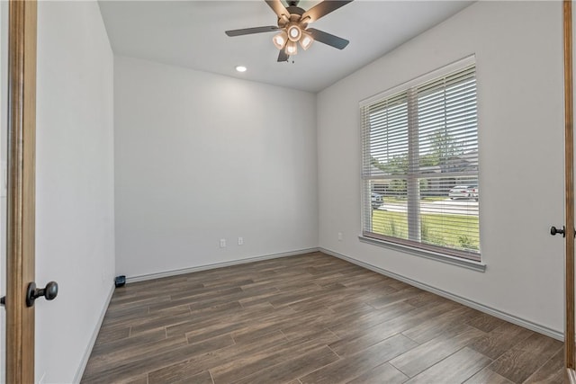 1649 Briscoe Manor Ct, College Station, TX 77845 - empty room with wood finished floors, ceiling fan, baseboards, and recessed lighting
