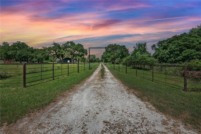 view of street featuring a rural view