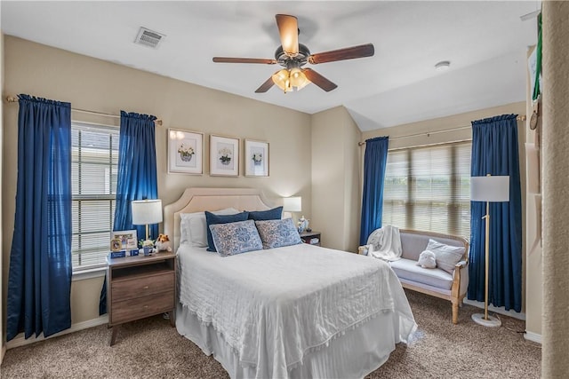 1611 Park Pl, College Station, TX 77840 - bedroom featuring carpet flooring, multiple windows, and a ceiling fan